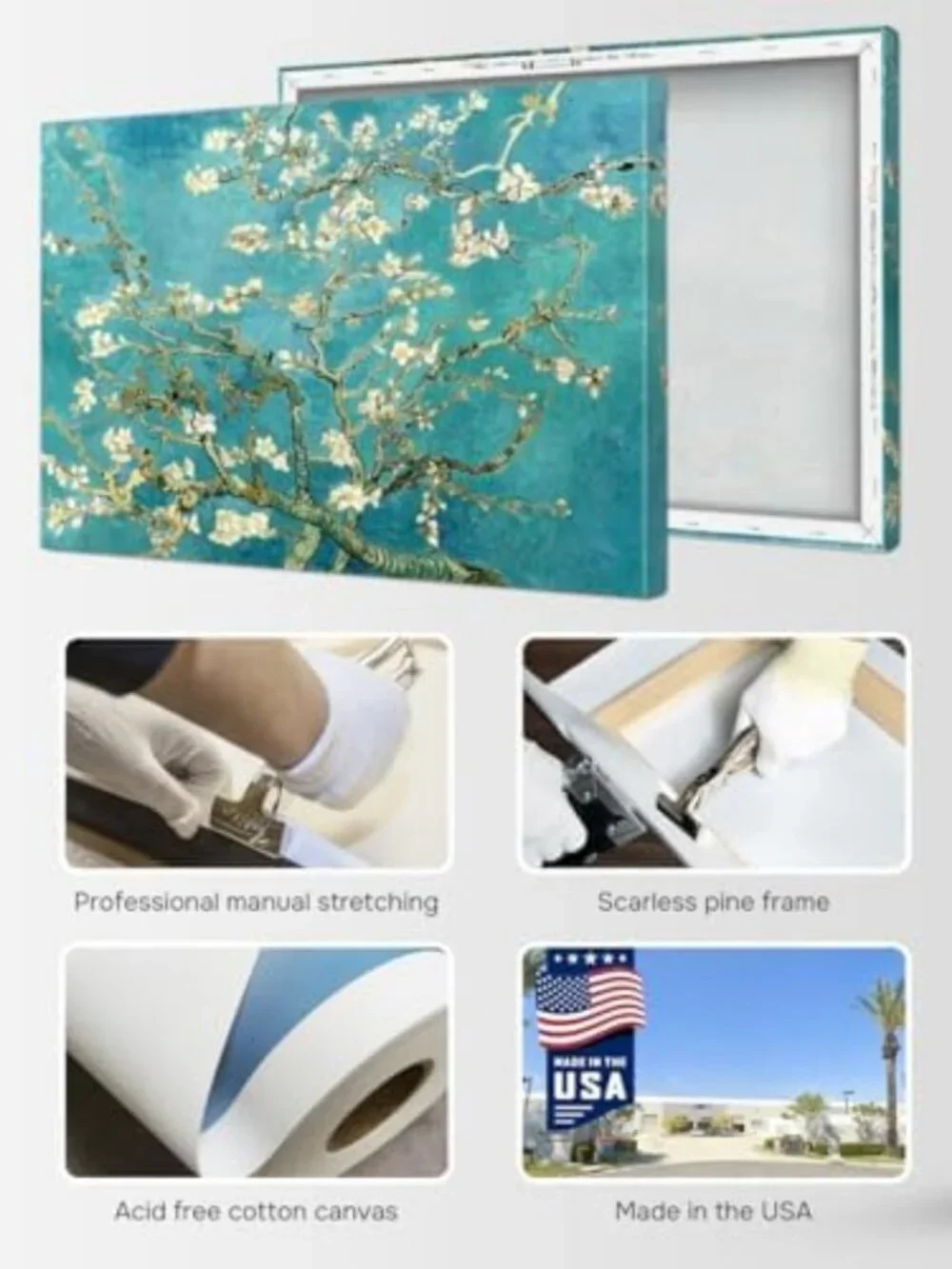 Stunning Almond Blossom Canvas Wall Art - 20x16'' Floral Decor for Home